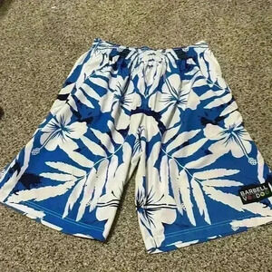 Blue White and Black Floral- Men’s XXL Workout shorts - Barbell Vodoo